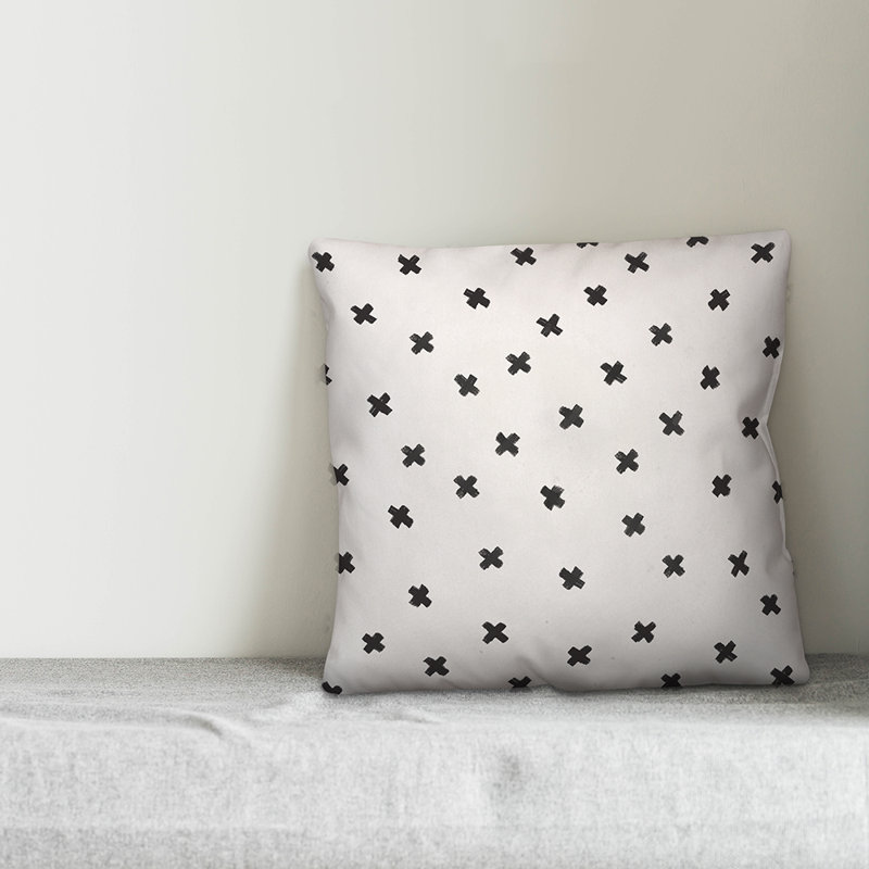 Polka Dots Reversible Throw Pillow, 18" x 18", White/Black Geometric 2