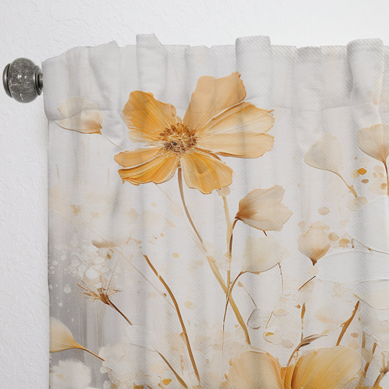 Minimalisme jaune blanc fleur collage II - rideau cerisier en fleurs - velours obscurcissant - 1 panneau, L 52 po x L 63 po