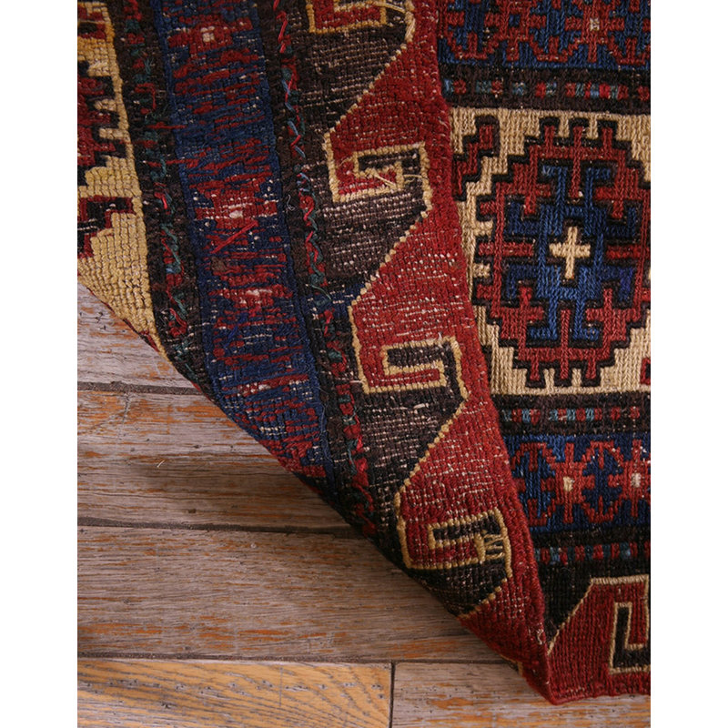 Tribal Geometric Late 19th Century Antique Caucasian Flatweave Dragon Soumak Rug