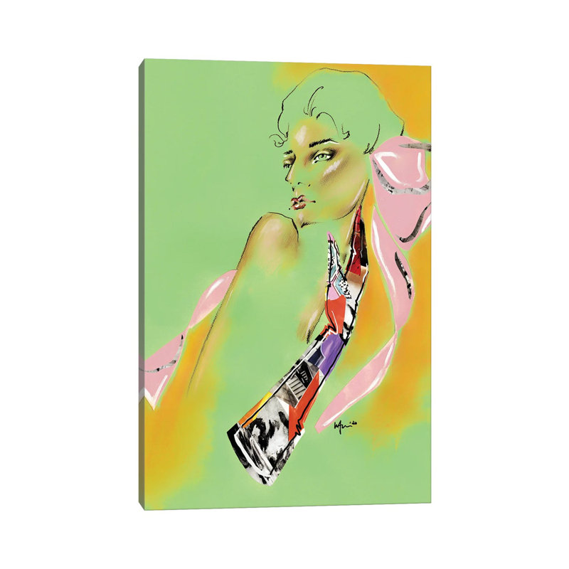 Pink Bow Collage - Wrapped Canvas Painting, 20.32 cm H x 30.48 cm W