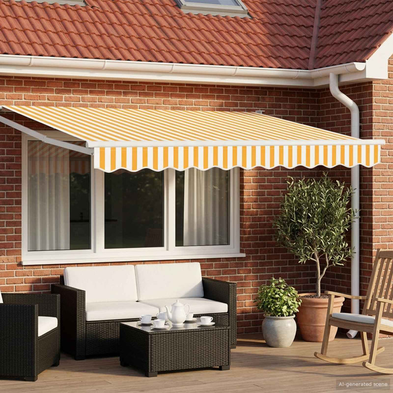 VidaXL Retractable, 300cm W x 200cm D, Yellow/White Striped