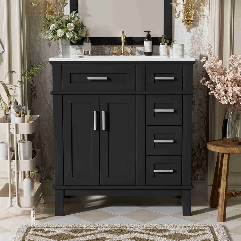 Meuble-lavabo moderne 30 po, Noir