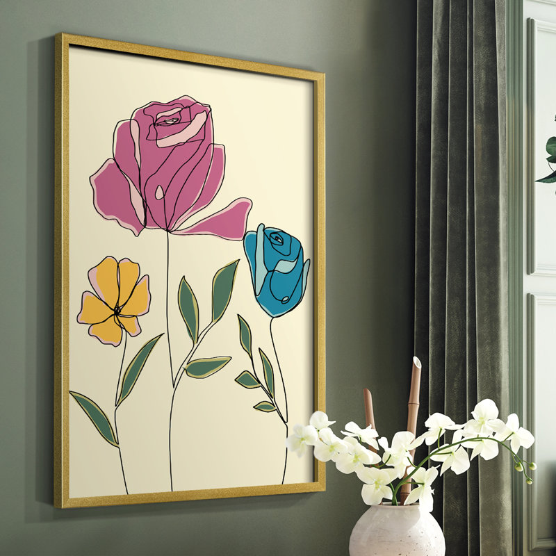 «Colored Floral II», reproduction encadrée - bois massif, H 14 po x l 11 po