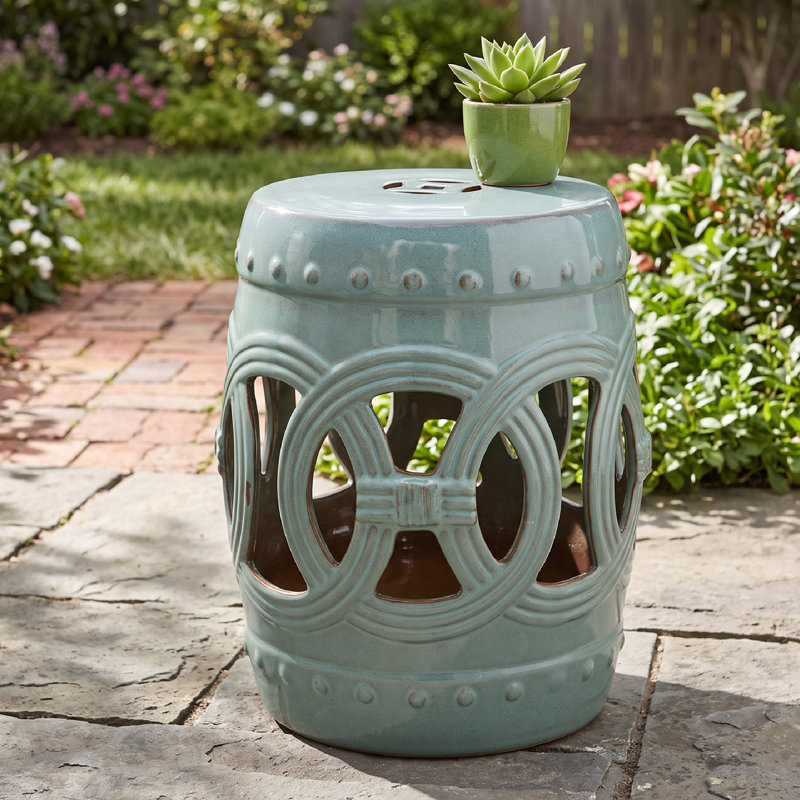 Ceramic Accent Stool, Blue