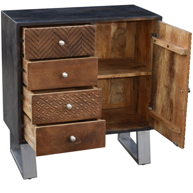 Buffet décoratif d'apothicaire à 1 porte en bois massif