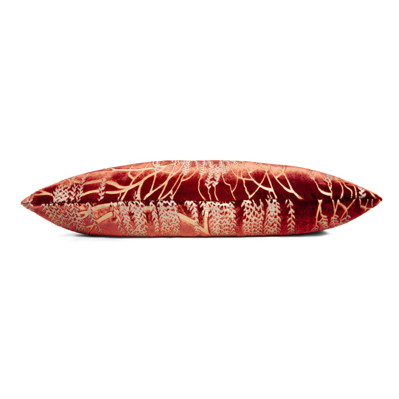 Willow Metallic Rectangular Velvet Pillow Cover & Insert, Paprika, Rectangle 7"H x 15"W