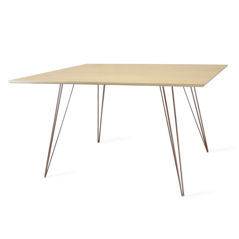 Williams Extendable Walnut Metal Base Dining Table, 30'' H x 54'' L x 46'' W, Rose Copper, Maple