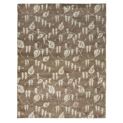 Deciduous Floral Area Rug in Brown