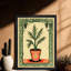 Reproduction botanique rétro encadrée noire Mid-Century-1955270272