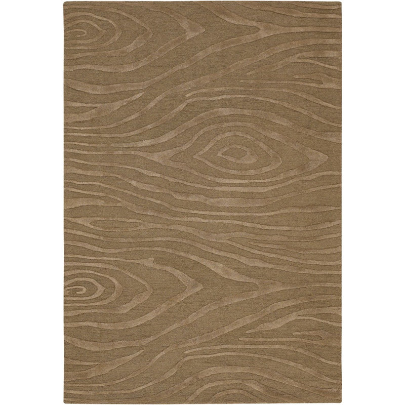 Tapis brun en laine touffeté à la main Abstract, Rectangle 2 pi x 3 pi