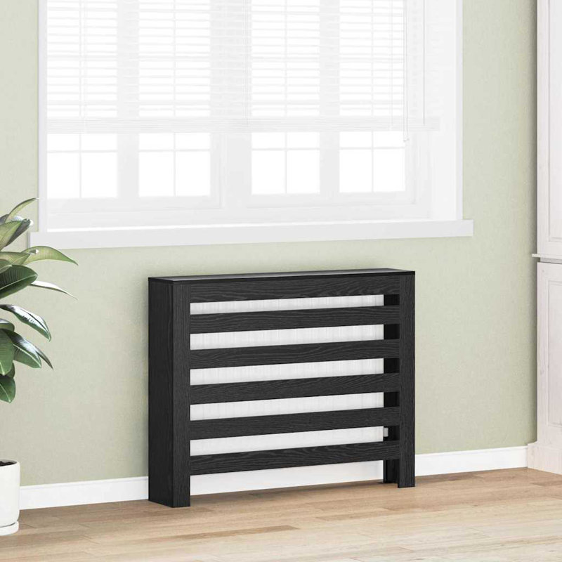 Small Radiator Cover, Black Oak, 104 x 20 x 82 cm, Horizontal Slats
