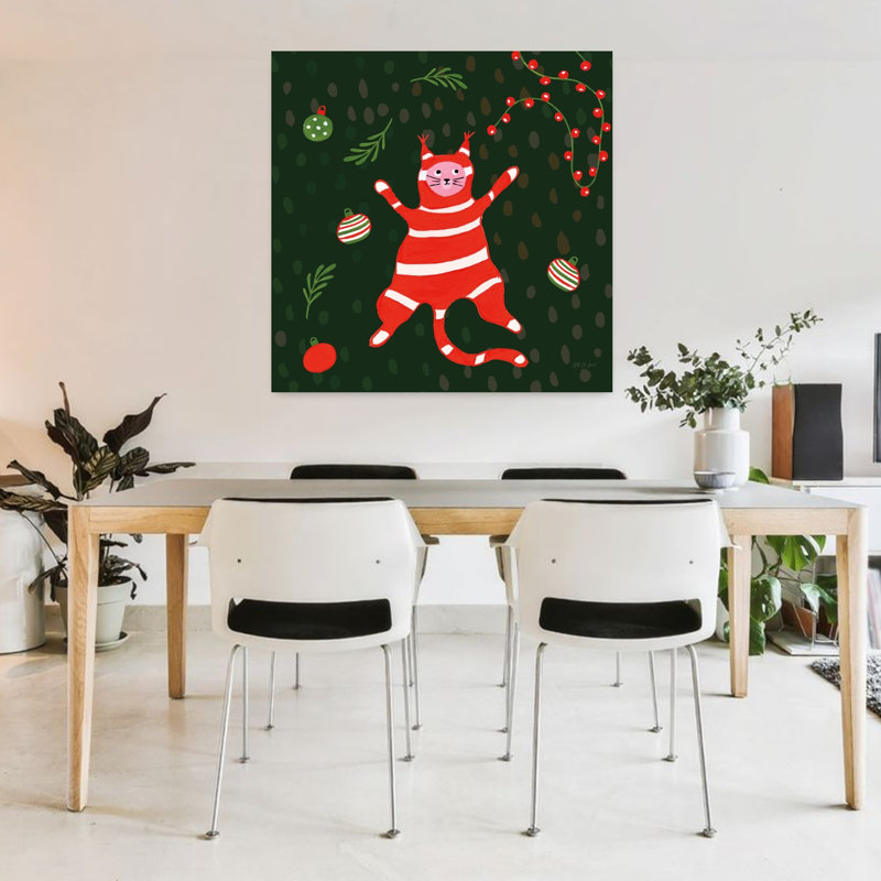 Art contemporain noir avec des animaux, H 36 po x l 36 po