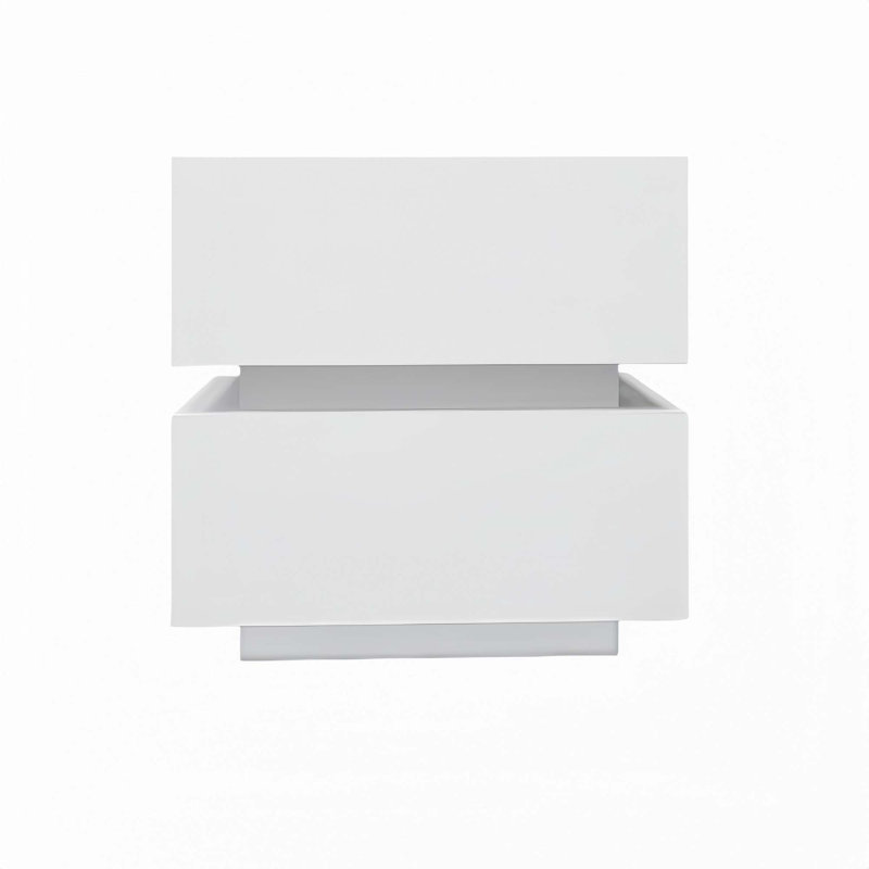 Table de chevet 2 tiroirs très brillante avec table de chevet à lumière RVB avec contrôle Bluetooth