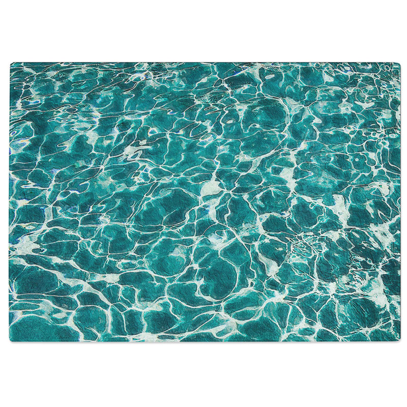 Tempered Glass The Oceans Surface in Green Chopping Board, 39 cm W x 28.5 cm L