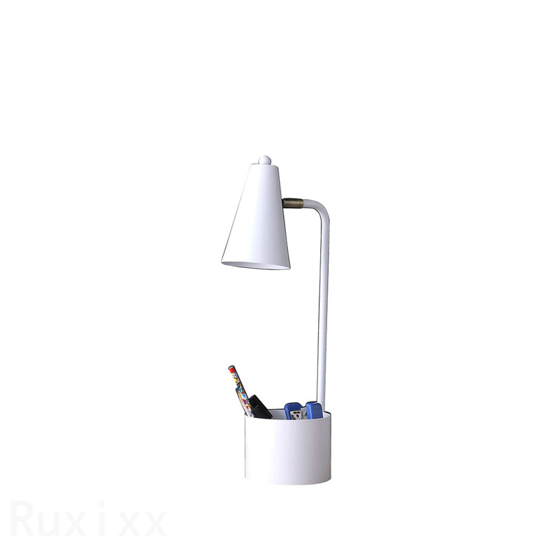19.5" In Student White Metal Task Desk Lamp W/ Organizer