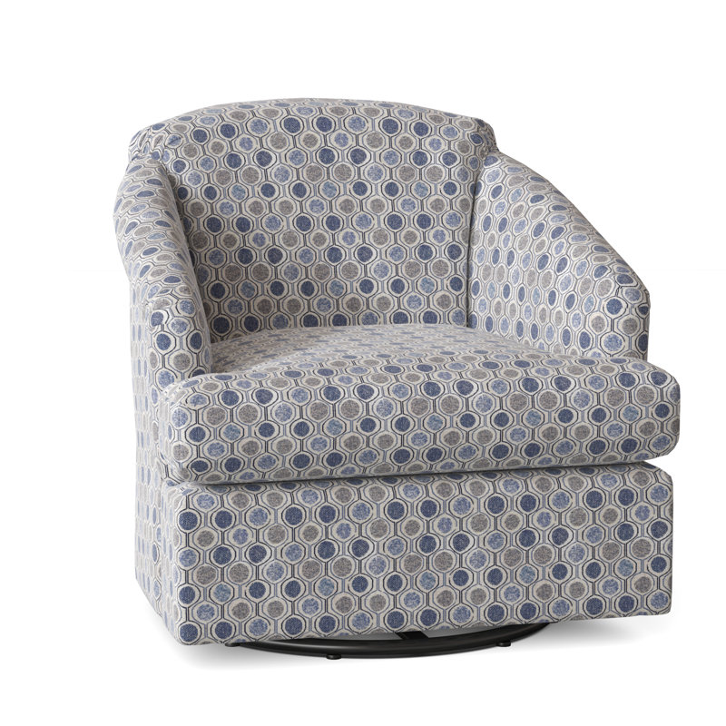 Fauteuil à bascule pivotant et rembourré Cass, Bleu fumé performance multicolore