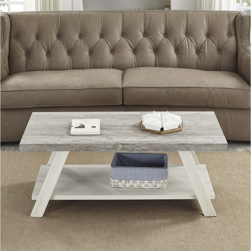 Table basse avec plateau ouvert Athens, Beige, Gris