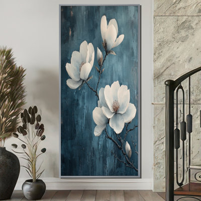Behan Magnolia Blooms In Saffire Winter Impressionist II - Magnolias, impression sur toile