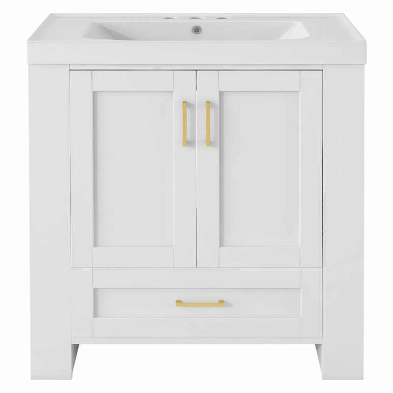 Meuble-lavabo simple 30 po avec plateau Anyae, Blanc