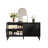 Premium Rustic American Farmhouse Credenza in Elegant Black - Symmetrical Sunburst Door Design, Heavy-Duty TV Stand with Adjustable Shelves, Black Wood Storage Cabinet-1048616694