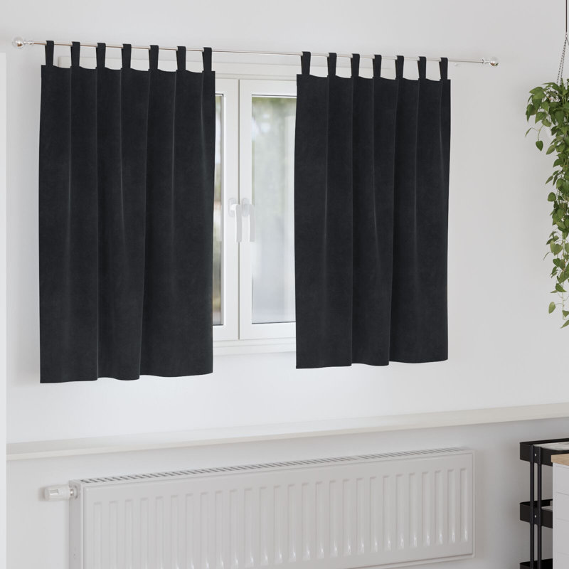Curtains Polyester 140 Cm Decorative Inlays, Black, 140cm Width x 140cm Drop