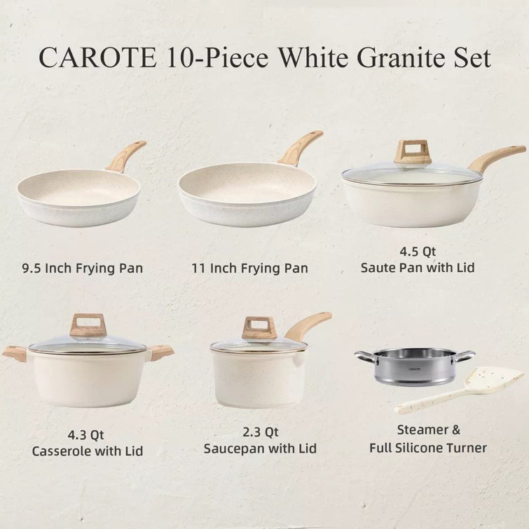  CAROTE 9.5 Inch Nonstick Deep Frying Pan Skillet, 3