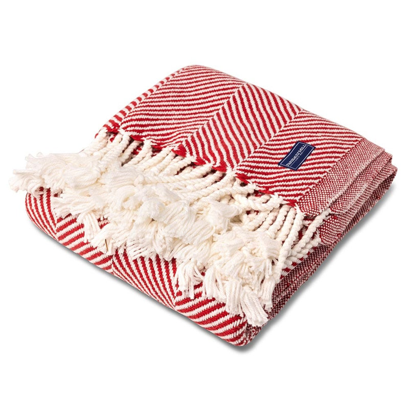 Jeté en coton Coastal Monhegan, Chevron rouge