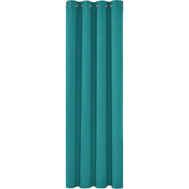 Deconovo Curtains Solidout Super Soft Thermal Insulated Eyeletout Curtains For Bedroom One Pair, 132 W x 160 D cm, Turquoise