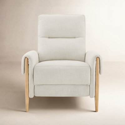 Michelle Upholstered Mannul Recliner with Solid Wood Legs and Padded Armrests