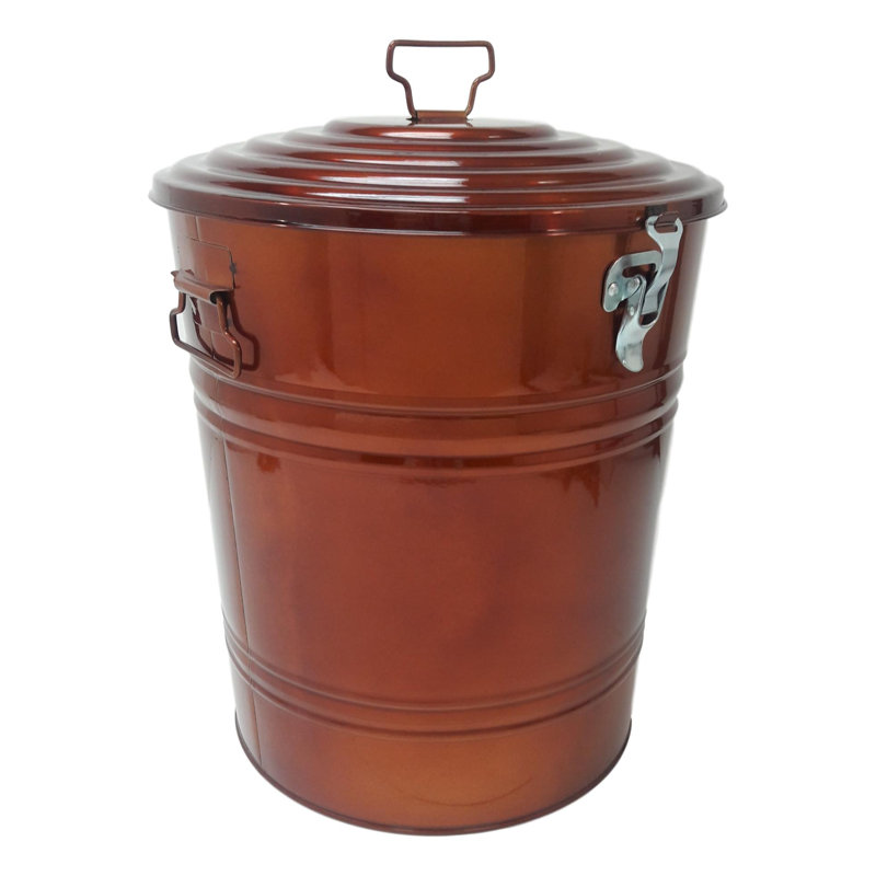 Steel Outdoor Trash/Recycling Bins, 22" H x 15" W x 15" D, Glazed Caramel