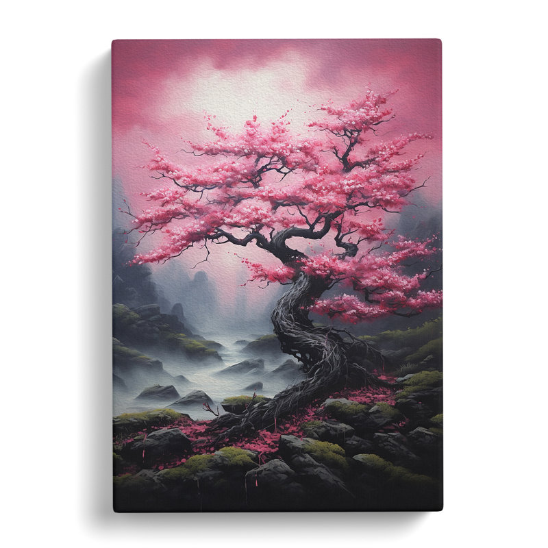 Cherry Blossom Tree Tachisme - Print, 76cm H x 50cm W x 3cm D