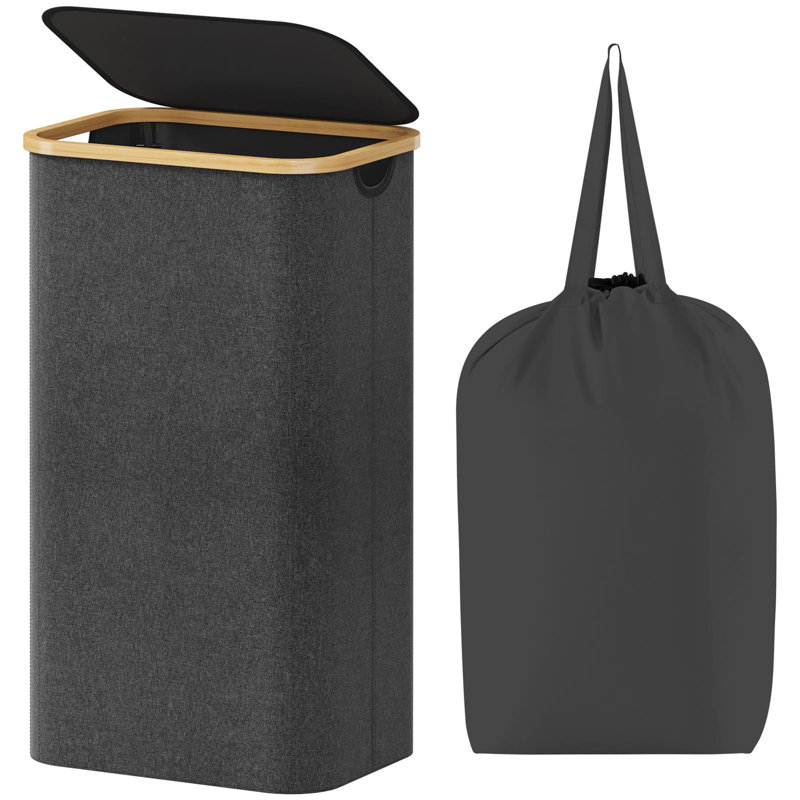 Fabric Laundry Hamper, Dark Gray