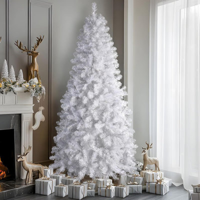 Prelit Christmas Tree With Warm White Lights, Perfect Choice For Xmas Decoration, White