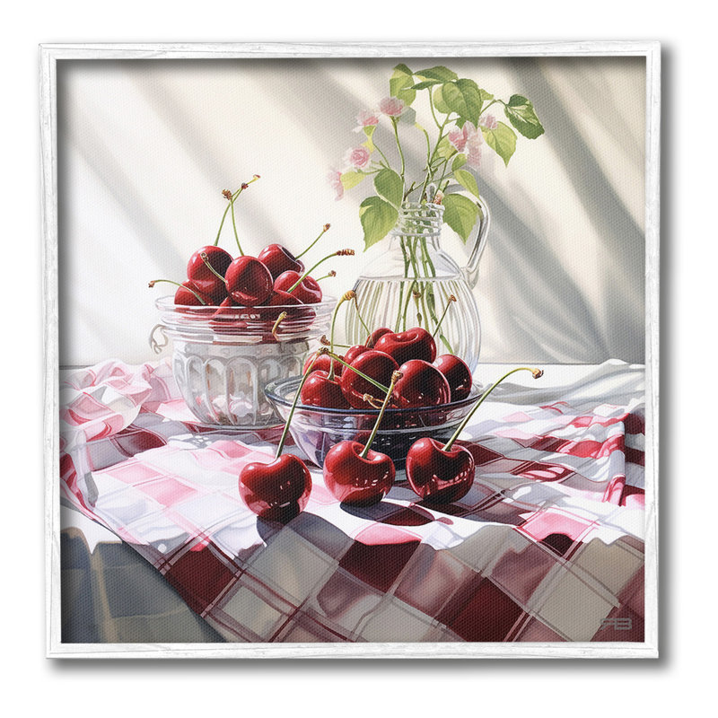 "Cherries & Botanicals", art mural sur toile par RB, H 17 po x l 17 po