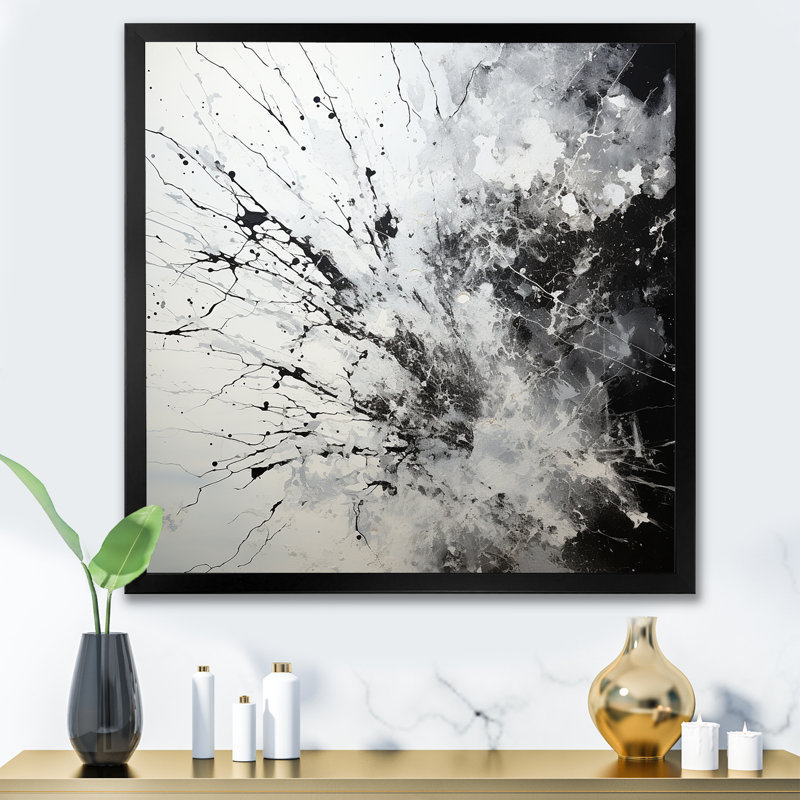 Minimalisme, tornade à l'encre noire et blanche, impression sur toile, Cadre simple noir, H 24 po x l 24 po x P 1 po