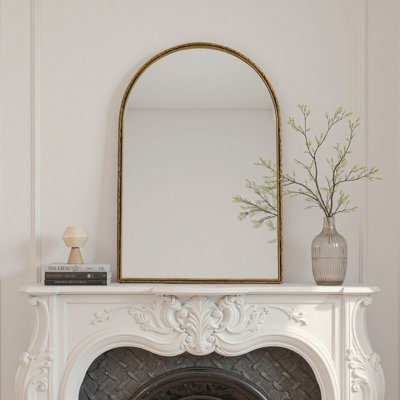 Miroir arqué, miroir mural pour salle de bain, miroir de meuble-lavabo ou miroir mural arqué pour vestibule de salon, or