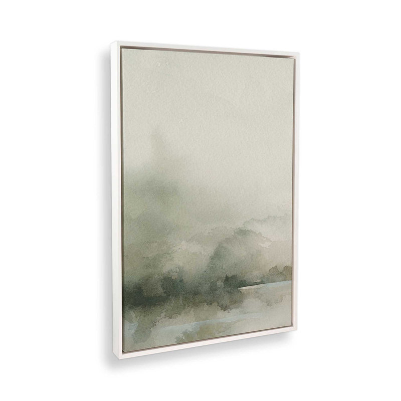 Impression sur toile «Mute Green Tranquility I», Cadre flottant blanc opaque, H 48,75 po x l 32,75 po x P 1,75 po