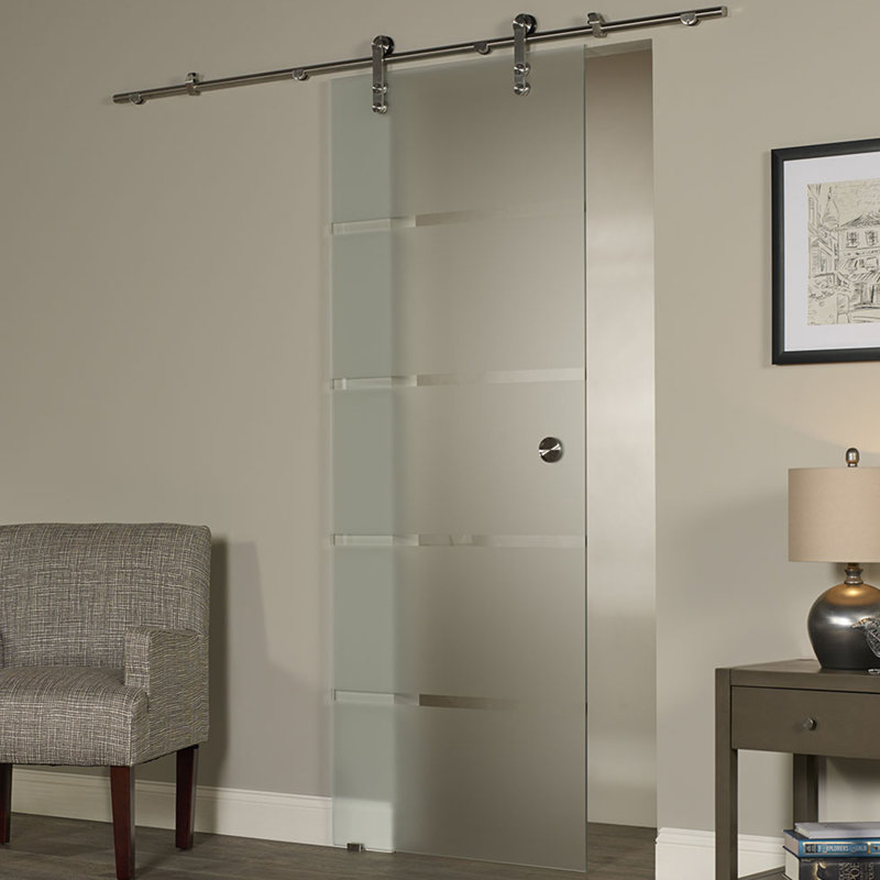  Porte de grange en verre New Vision avec trousse de quincaillerie d'installation, L 36 po x H 80 po