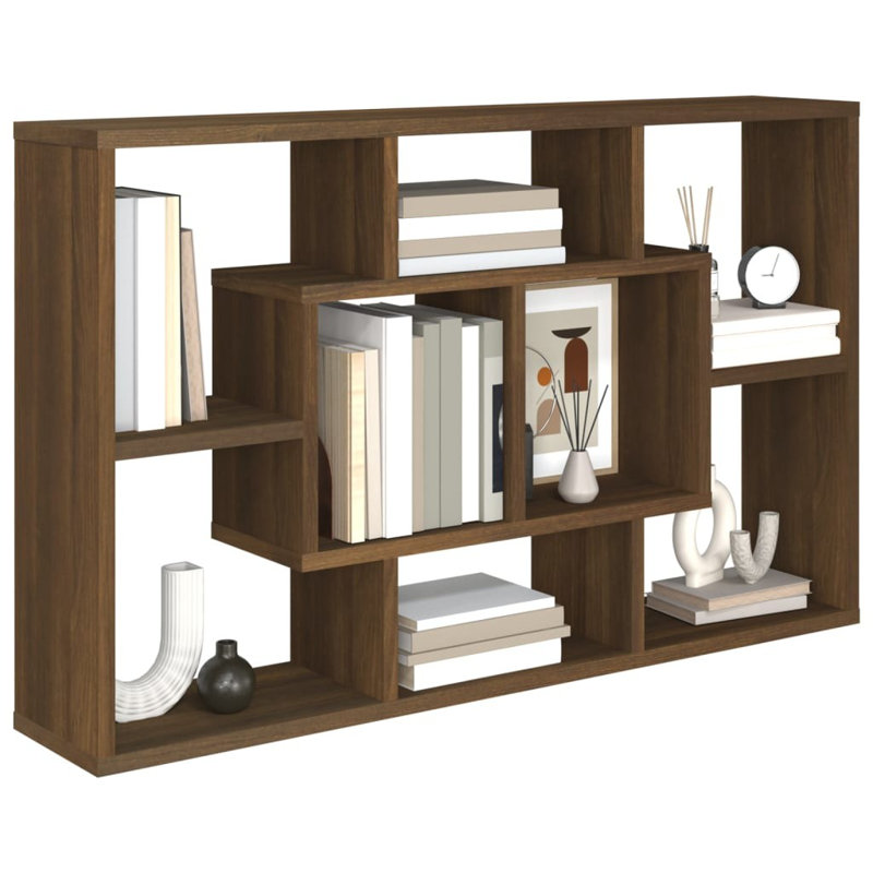 vidaXL Wall Shelf Floating Display Shelf for Home Living Room Engineered Wood, Brown Oak, 20.67 in H x 33.46 in W x 6.30 in D