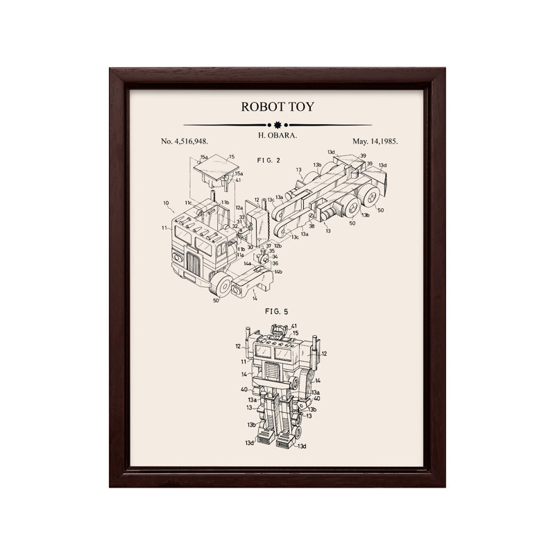 Plan de robot Optimus, H 08 po x l 10 po, Canevas, Encadrement brun