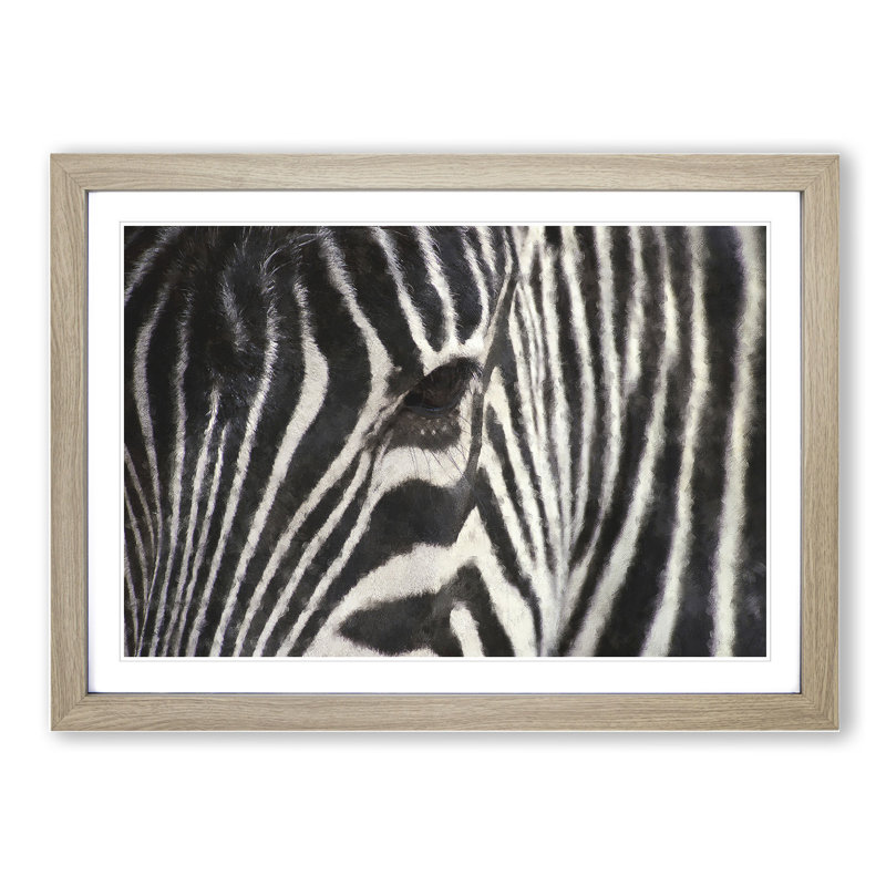 Zebra Vol.4 - Picture Frame Painting, 27cm H x 36cm W x 2cm D, Oak