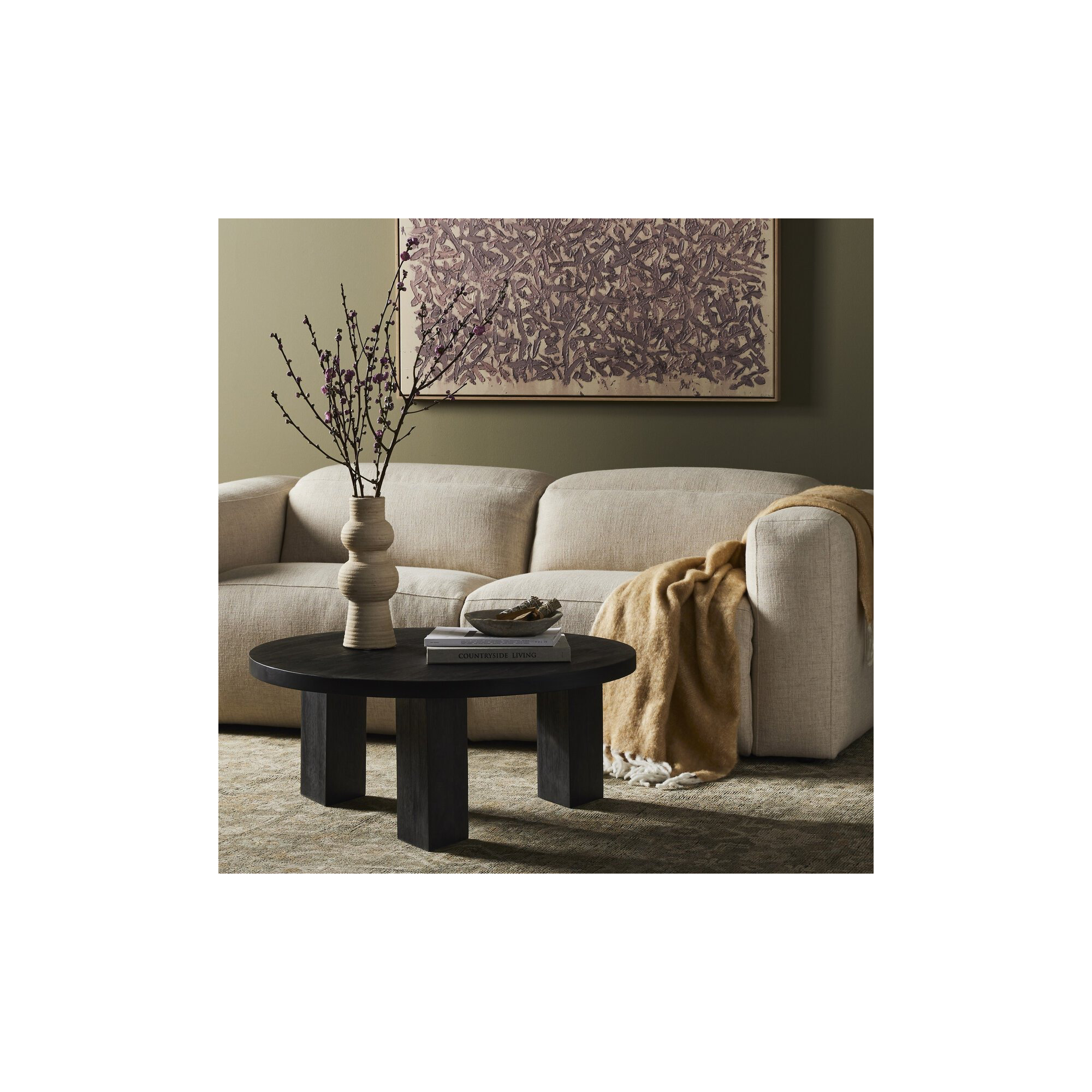 Siham Solid Wood Single Coffee Table, 16" H x 48" L x 48" W, Black