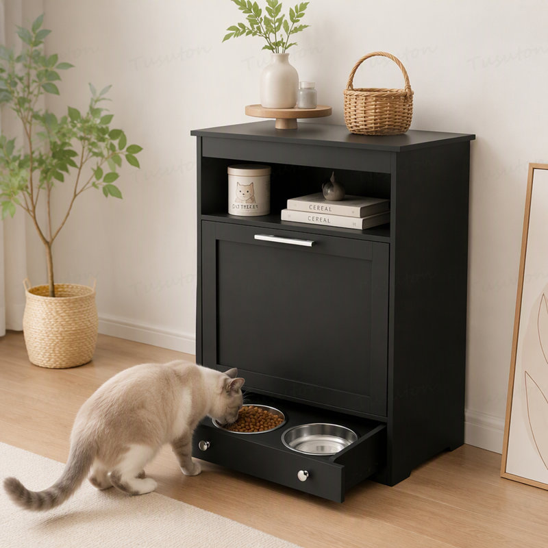 MDF Food Storage Container With Lid, Black