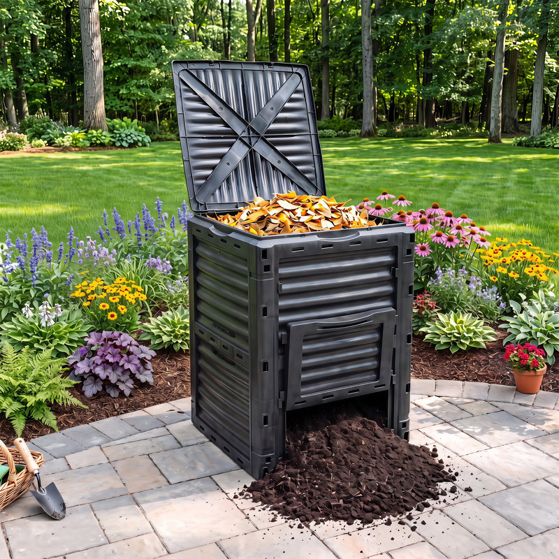 Composteur extérieur de 80 gallons, grand composteur de jardin avec aérateur