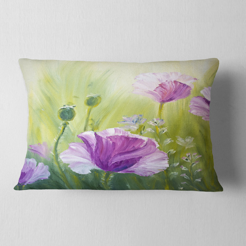 Coussin mauve à motif floral