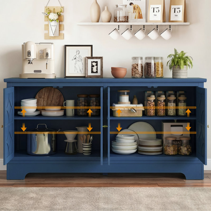 Sideboard Cabinet With 4 Doors, Blue