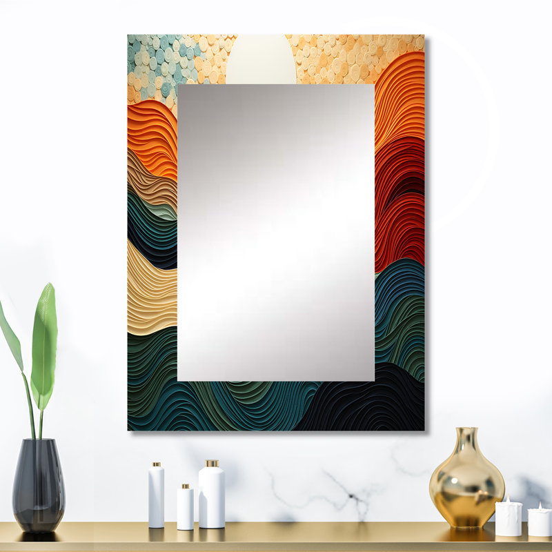 Desert Sands Abstract - miroir mural décoratif, miroir global, impression d'art en métal, 32 po x 24 po