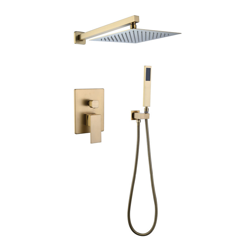 Système de douche complet avec valve brute, Or brossé