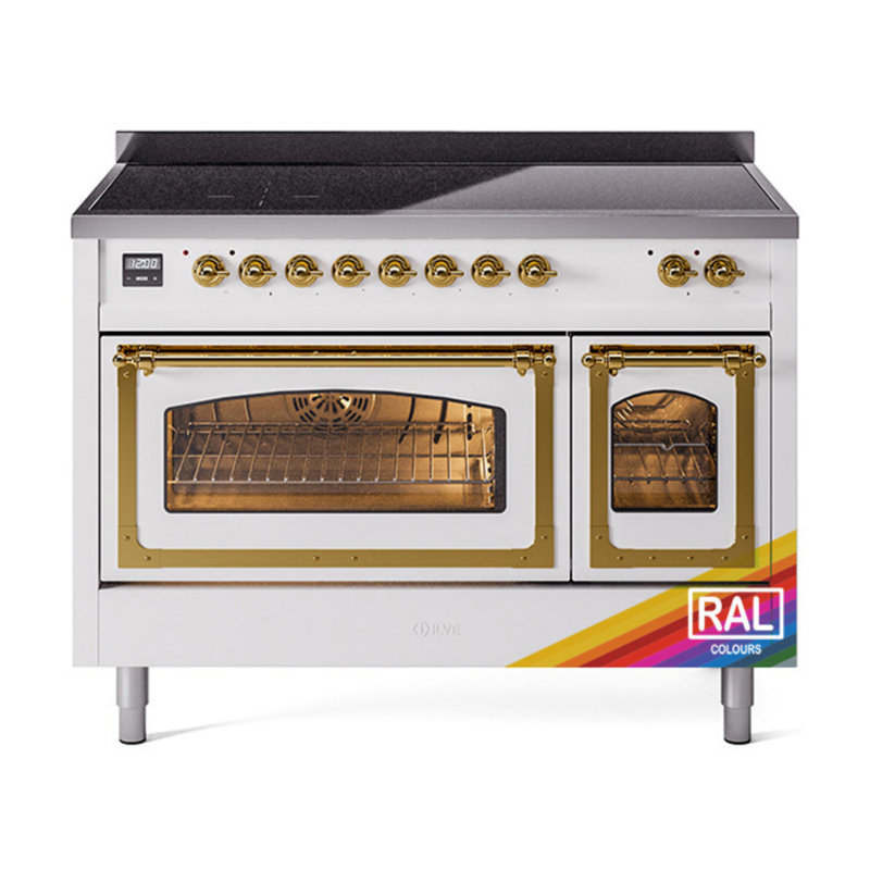 Cuisinière à induction 48 pouces avec 6 éléments à induction ILVE Nostalgie II Series Noblesse, Laiton