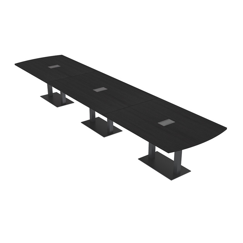 Table de conférence Pavert Arc Unité électrique, Noir mat, Cyprès noir, H 30 po x l 192 po x P 48 po